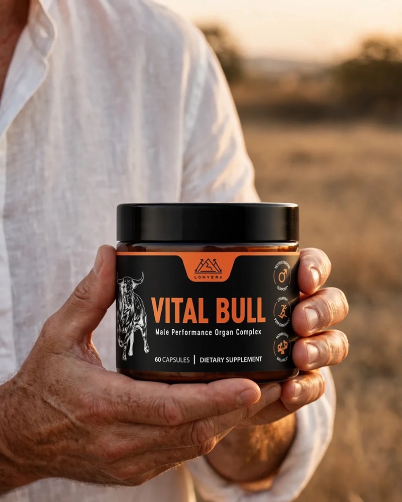 A man holding a jar of Vital Bull